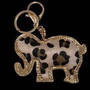 Leopard Print Elephant Bsg Charm Keychain